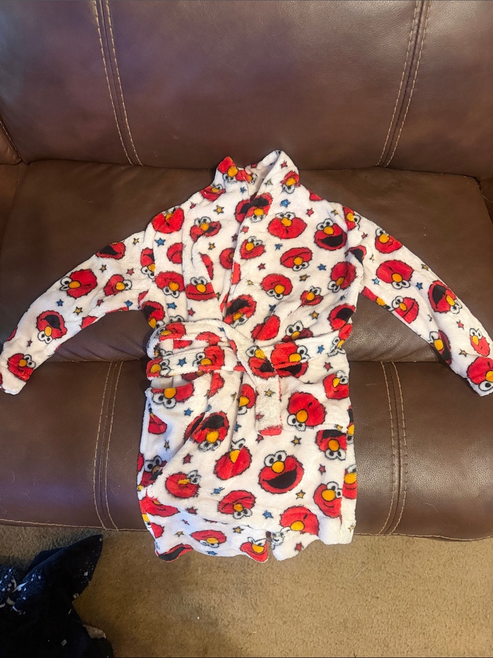 Sesame Street Elmo Hooded Plush Robe - Red, White & Yellow